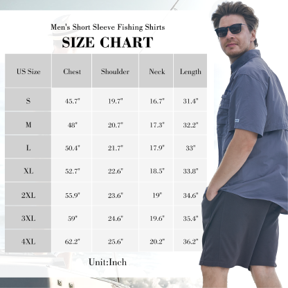 Trudave Men's UPF 50+ UV Short Sleeve Hiking Fishing Shirt Quick Dry Cooling Short Sleeve Button Down Shirts Performance Fishing Gear Shirts