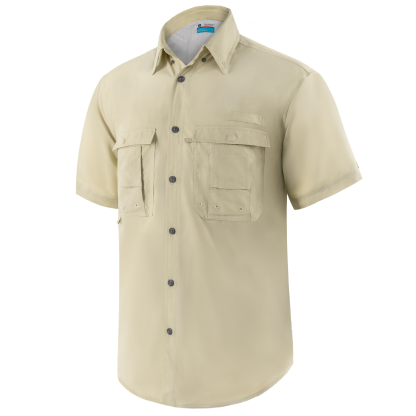 Trudave Men's UPF 50+ UV Short Sleeve Hiking Fishing Shirt Quick Dry Cooling Short Sleeve Button Down Shirts Performance Fishing Gear Shirts