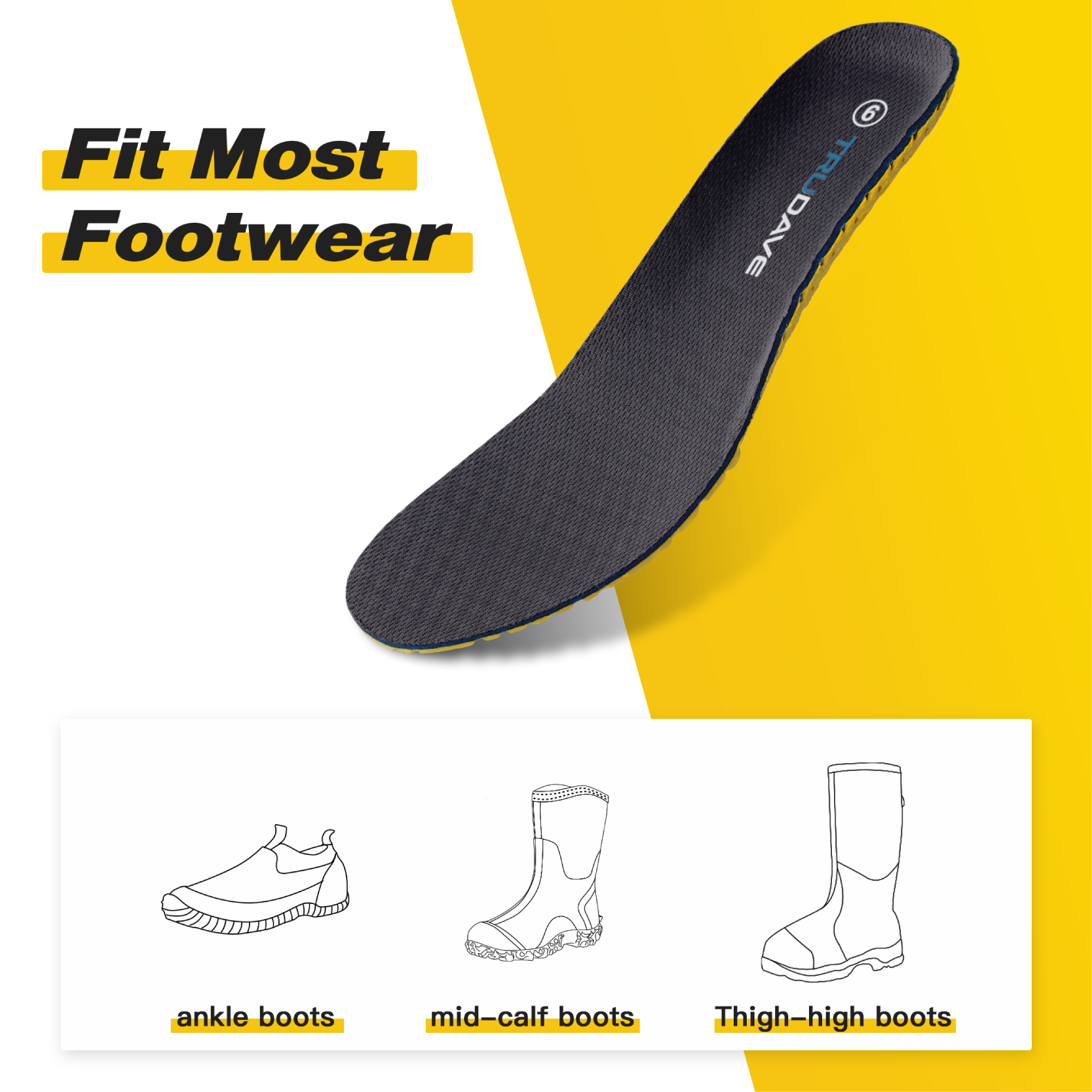 Memory Foam Insoles for Men and Women - Shock Absorbing & Breathable for Work Boots and Sports Shoes