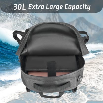 Trudave Black Waterproof Backpack, Floating TPU Coated Dry Bag with Airtight Zipper for Kayak, Fishing, Boating, Hiking