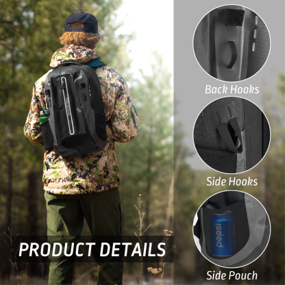 Trudave Black Waterproof Backpack, Floating TPU Coated Dry Bag with Airtight Zipper for Kayak, Fishing, Boating, Hiking