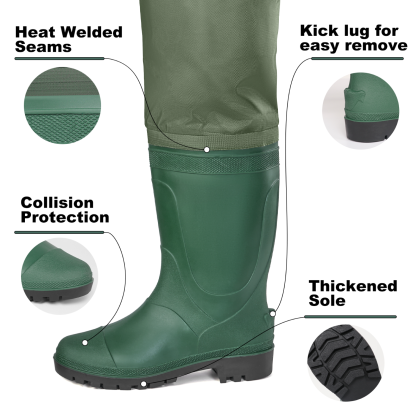 Trudave Hip Waders for Men Waterproof, Hip Boots for Women, 2-Ply PVC/Nylon Bootfoot Hip Waders for Fishing & Hunting
