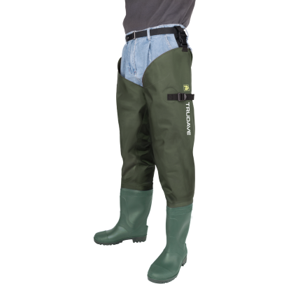 Trudave Hip Waders for Men Waterproof, Hip Boots for Women, 2-Ply PVC/Nylon Bootfoot Hip Waders for Fishing & Hunting