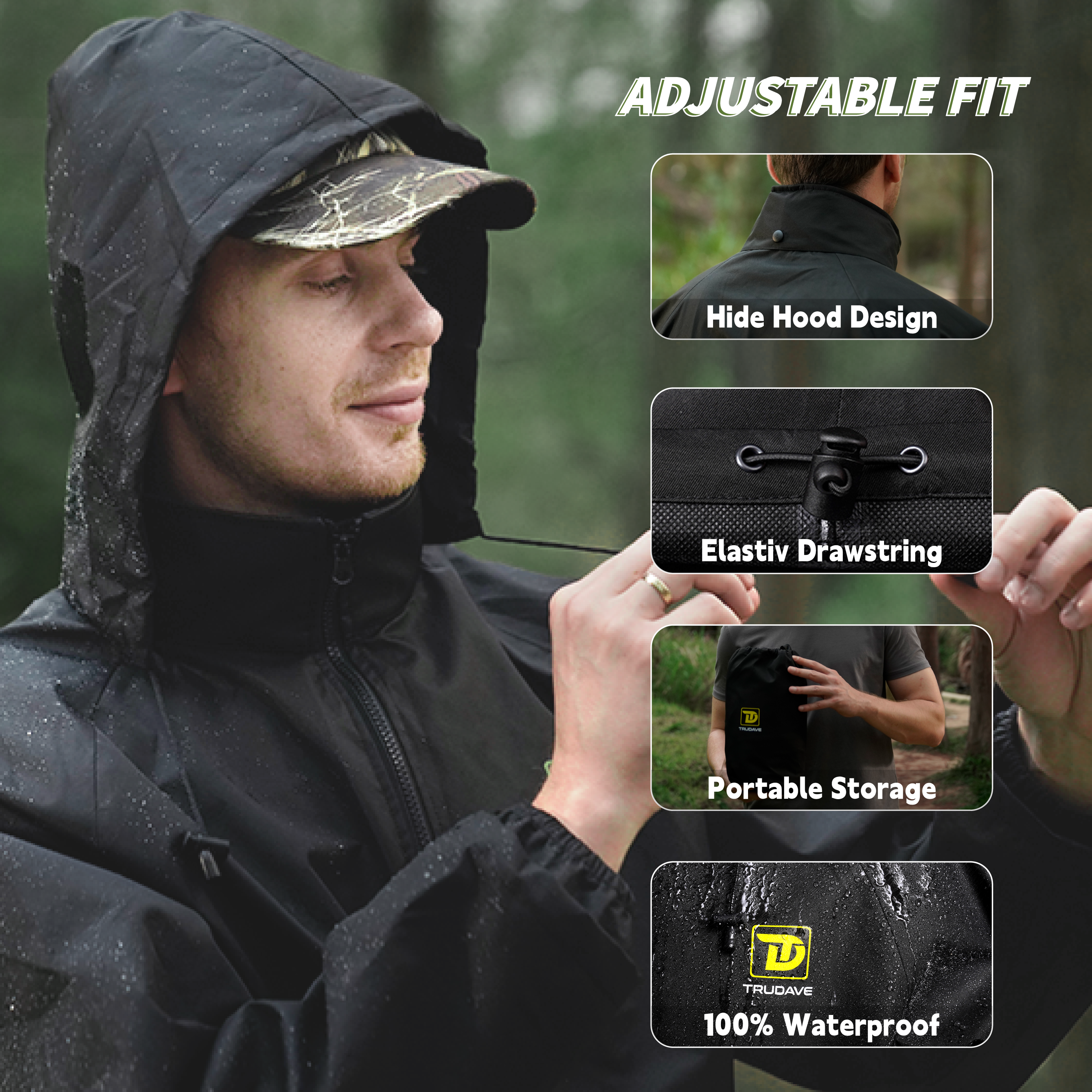 Trudave Waterproof Rain Suits for Men
