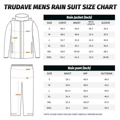 Trudave Waterproof Rain Suits for Men