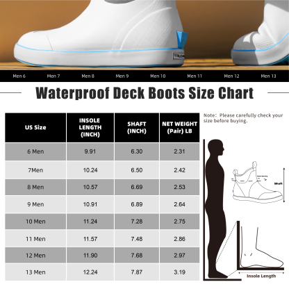 Trudave Deck Boots for Men, Waterproof Insulated Mens Rain Boots