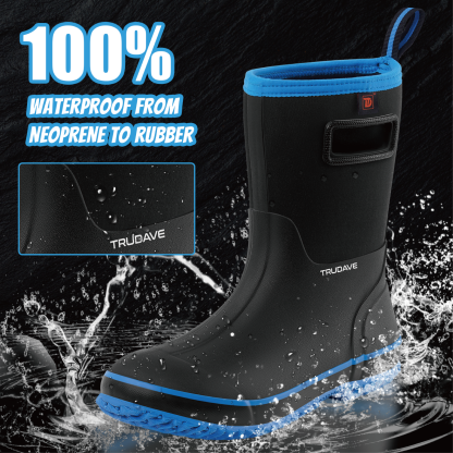 Rubber Boots for Men, Warm 4.5mm Neoprene Waterproof Insulated Anti-Slip Rain Boots
