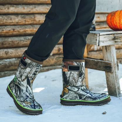 Rubber Boots for Men, Warm 4.5mm Neoprene Waterproof Insulated Anti-Slip Rain Boots