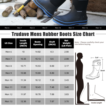 Trudave Rubber Boots for Men with Steel Shank