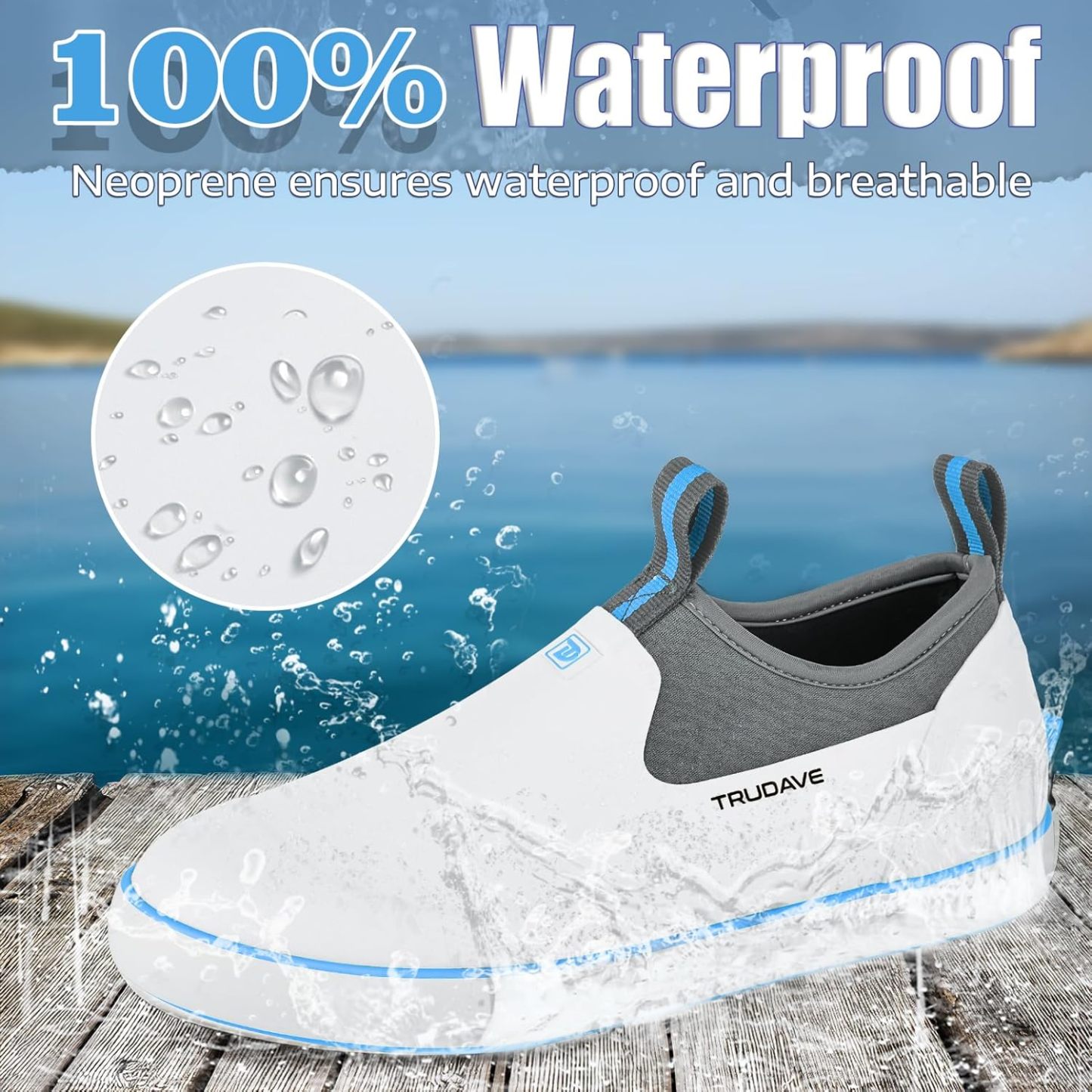 Deck Boots for Men, Waterproof Rubber Boots with 4.5mm Neoprene, Women's Rain Boots Gardening, Farming and Yard Work Boots
