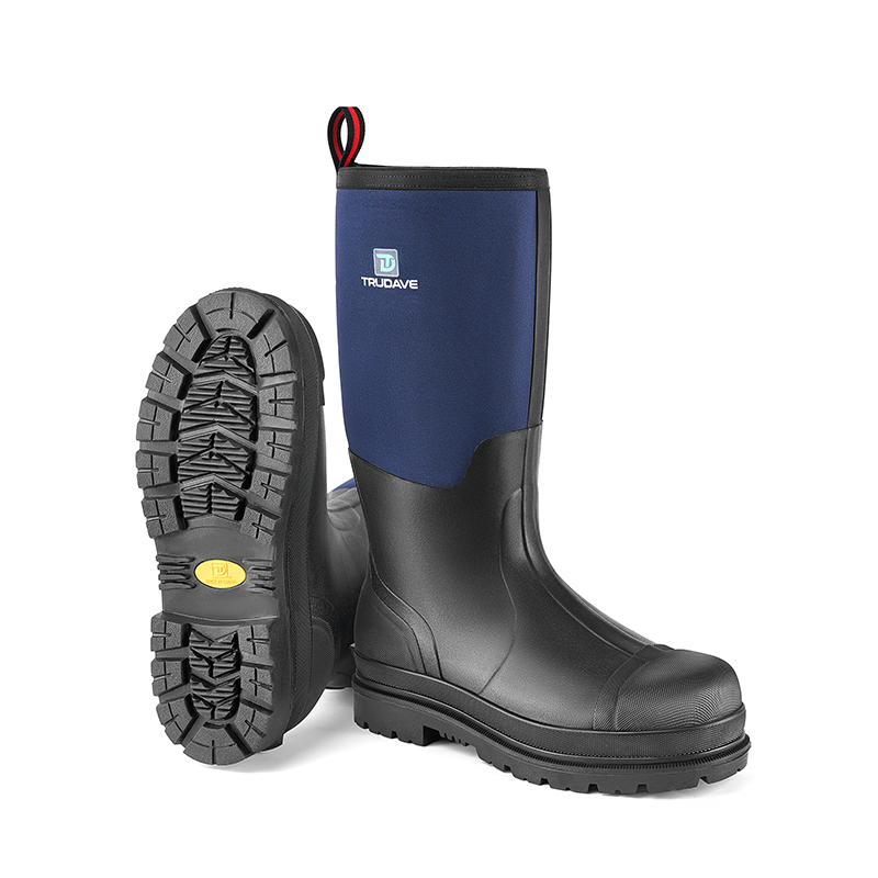 Trudave Men's Waterproof Rubber Hunting Boots with Steel Shank - Black