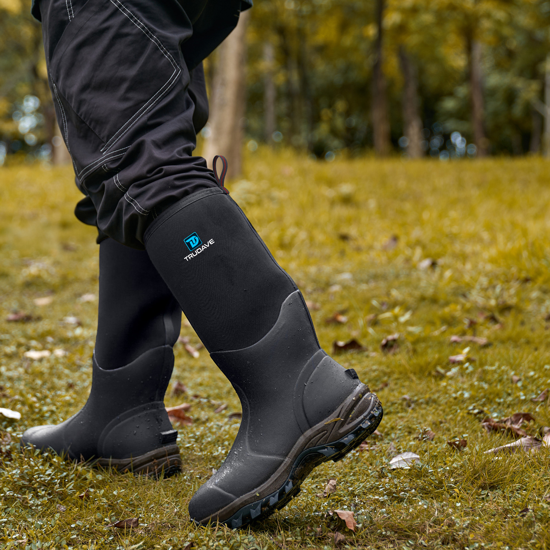 Trudave Waterproof Rubber Boots for Men and Women - Black