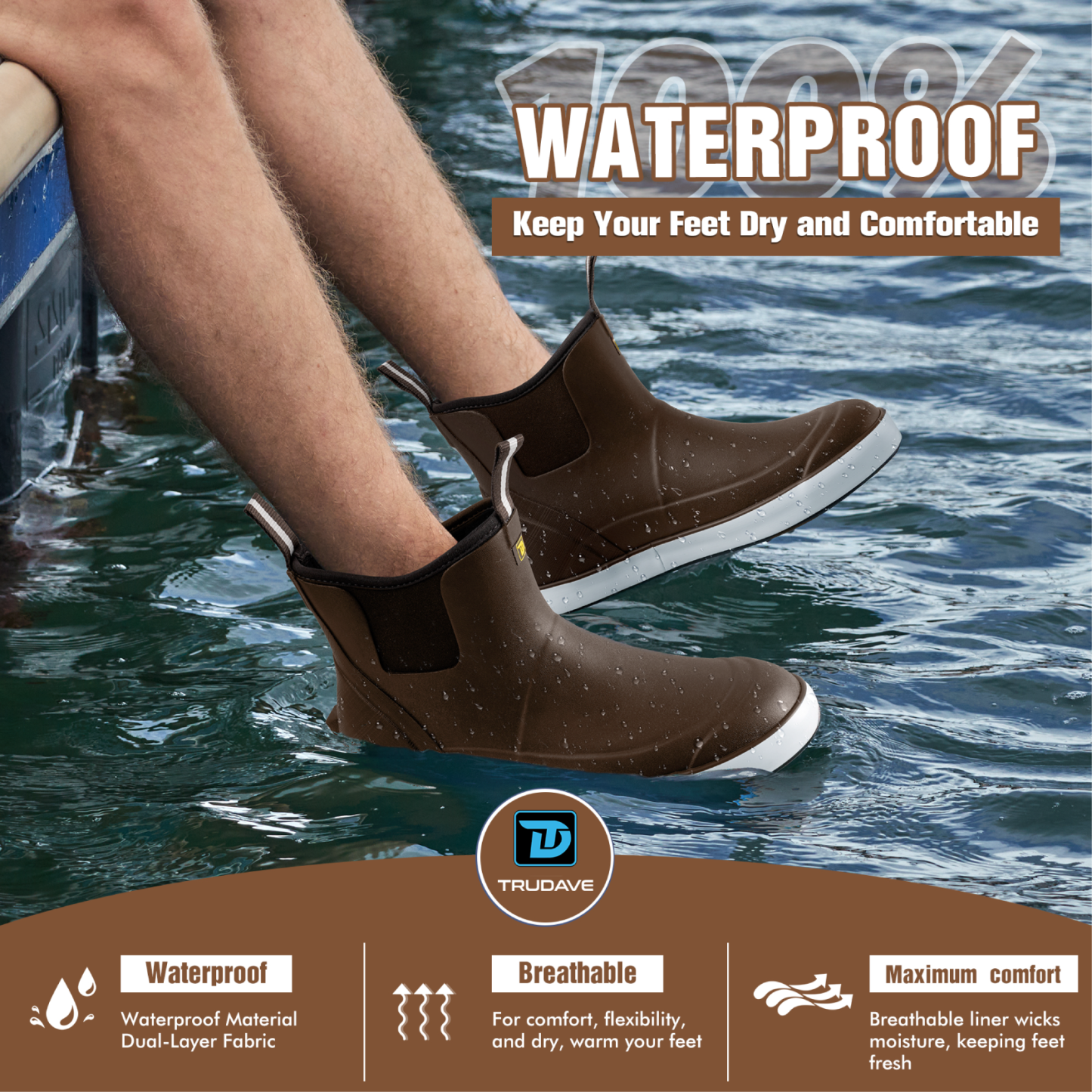 Trudave 6.7" Anti-Slip Ankle Deck Boots 