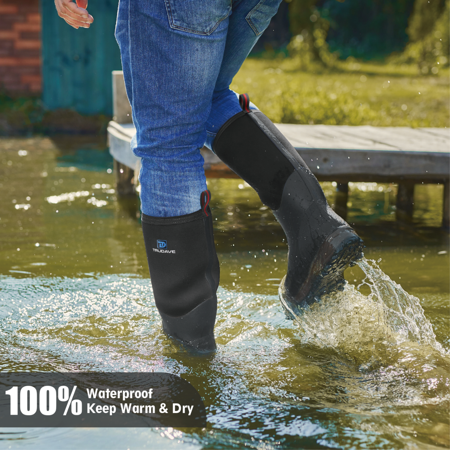 Trudave Waterproof Rubber Boots for Men and Women