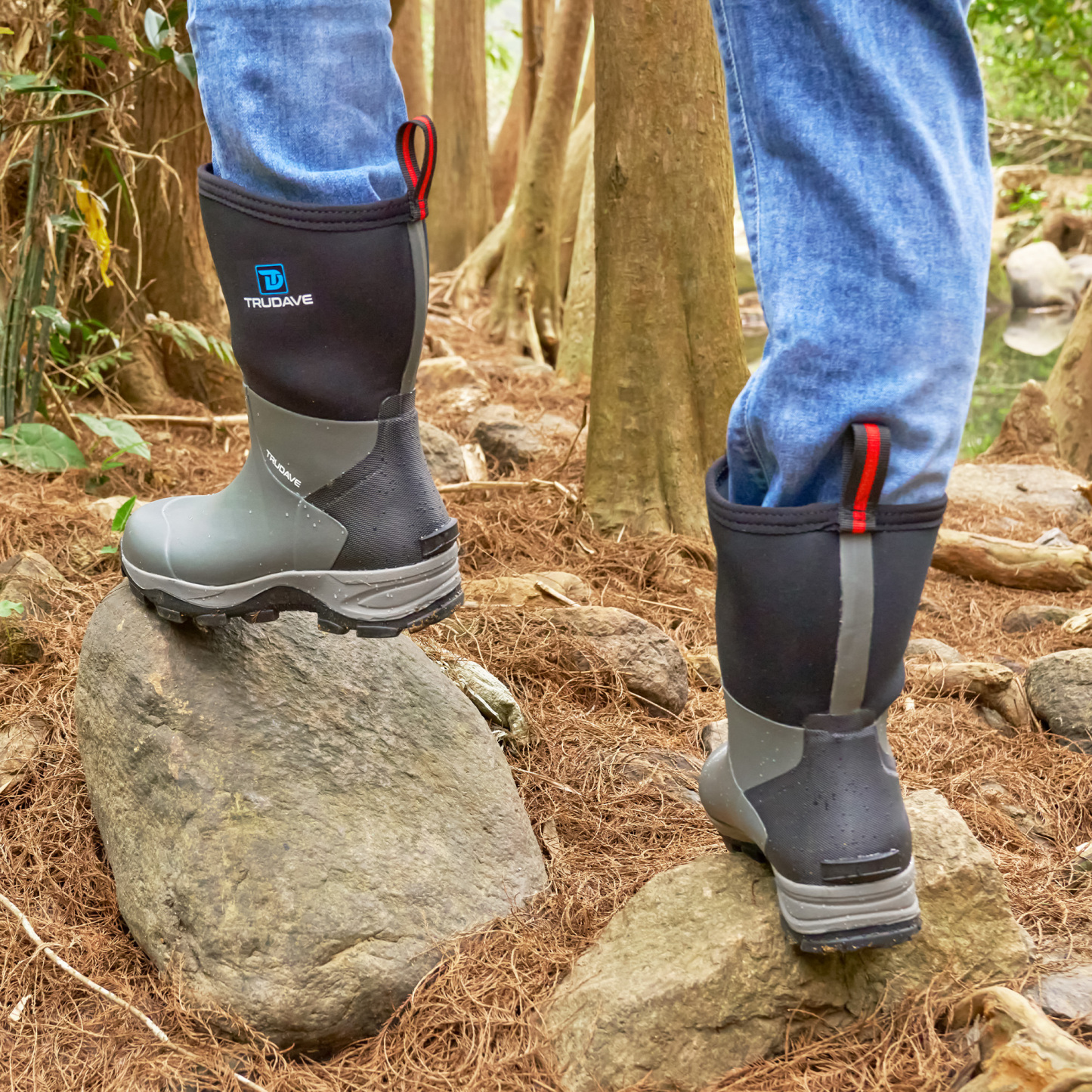 Trudave Women's Black Short Rain Boots