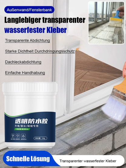 Langlebiger transparenter wasserdichter Kleber