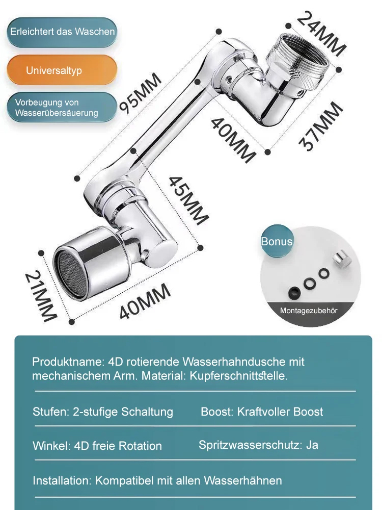 [Multifunktions-Roboterarmverlängerung und -drehung] Spritzschutzhahn