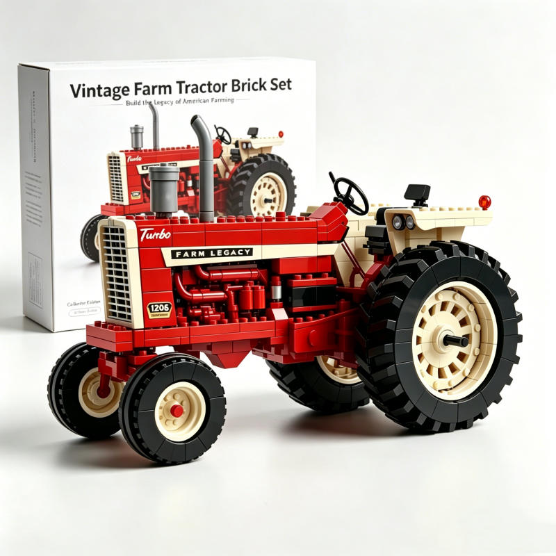 🚜Vintage Farm Tractor Brick Set – Farm Heritage Collector Edition🌾Build a Piece of American Farm Legacy