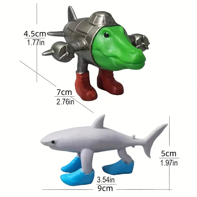 8pcs Tralalero Tralala Italian Meme Shark Figures - Whimsical Animal Collectible Figurines with Unique Designs (Banana, Elephant, Green Frog, Shark, Hippo) - Durable Plastic Desk Decor for Office & Home, Holiday Gifts for Fans