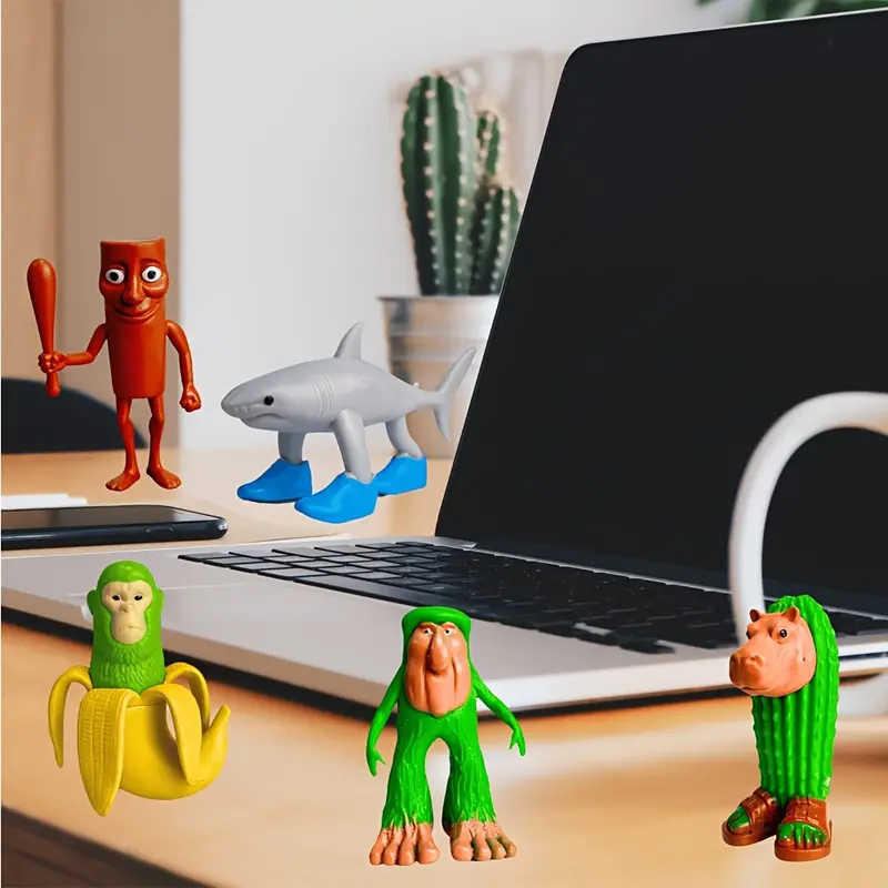 8pcs Tralalero Tralala Italian Meme Shark Figures - Whimsical Animal Collectible Figurines with Unique Designs (Banana, Elephant, Green Frog, Shark, Hippo) - Durable Plastic Desk Decor for Office & Home, Holiday Gifts for Fans