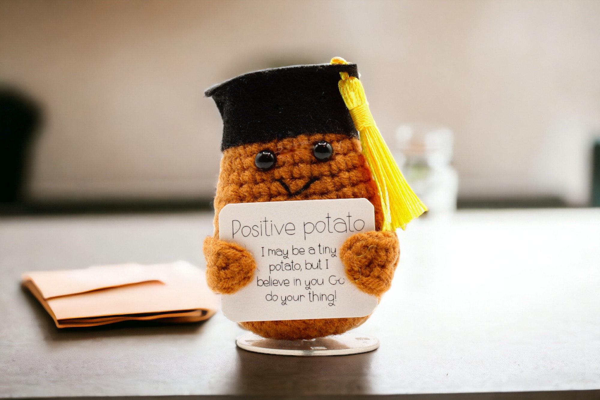🎓Graduation Positive Pickle with Stand, Graduation Potato Keepsake, High School, College, PHD Grad Gifts.