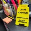 Caution Overstimulated Desk Sign