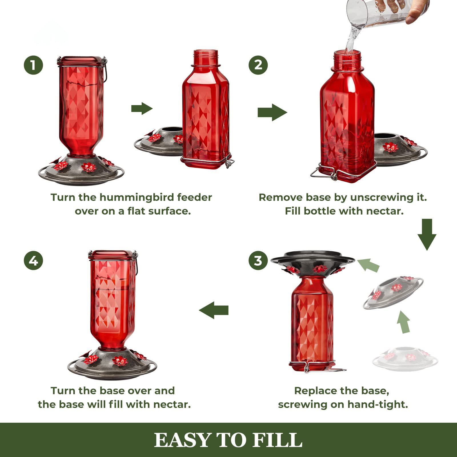 Outdoors Hanging Hummingbird Feeders with Ant Moat & 6 Feeding Ports