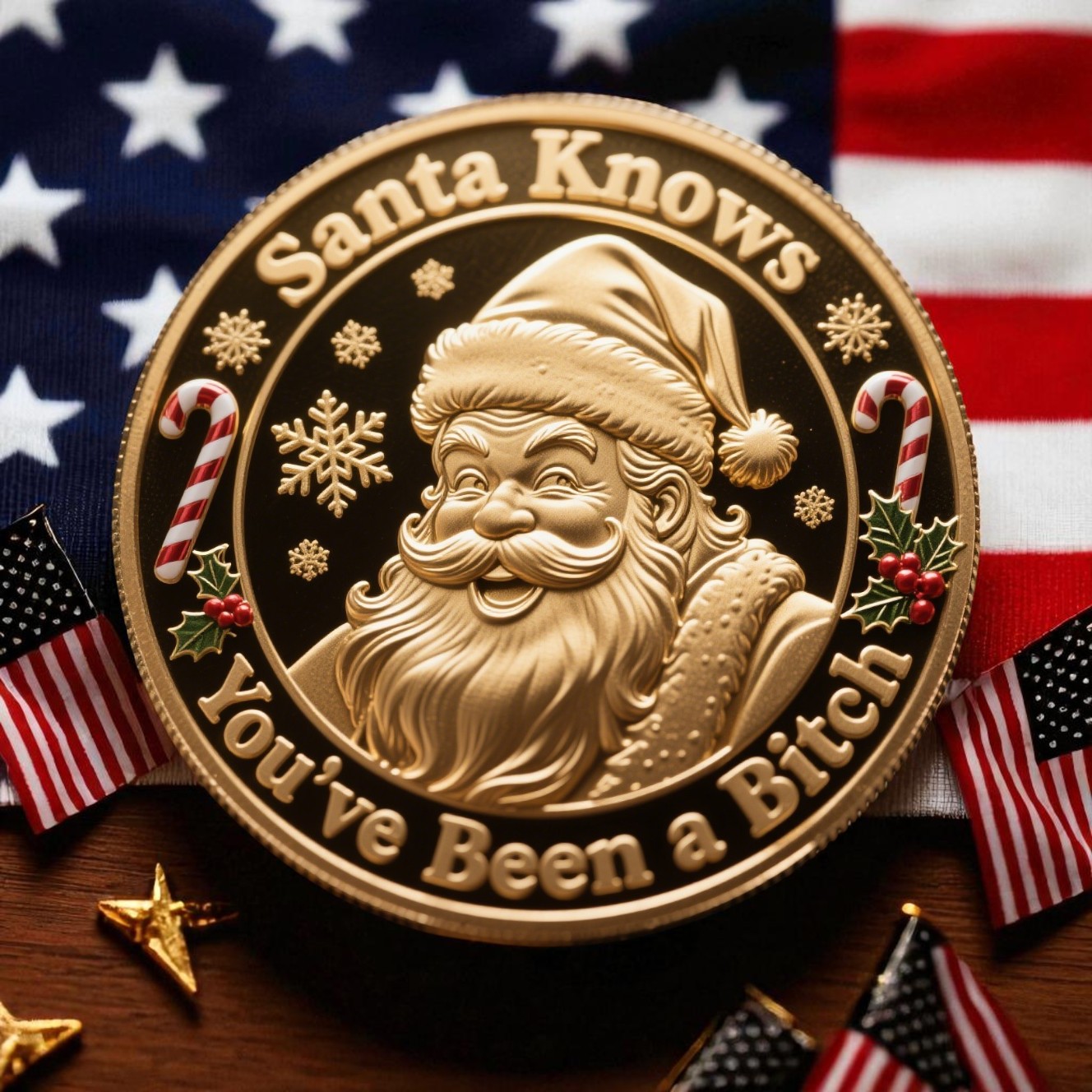 🎅Santa Knows You’ve Been a Bitch Coin – Funny Christmas Gift