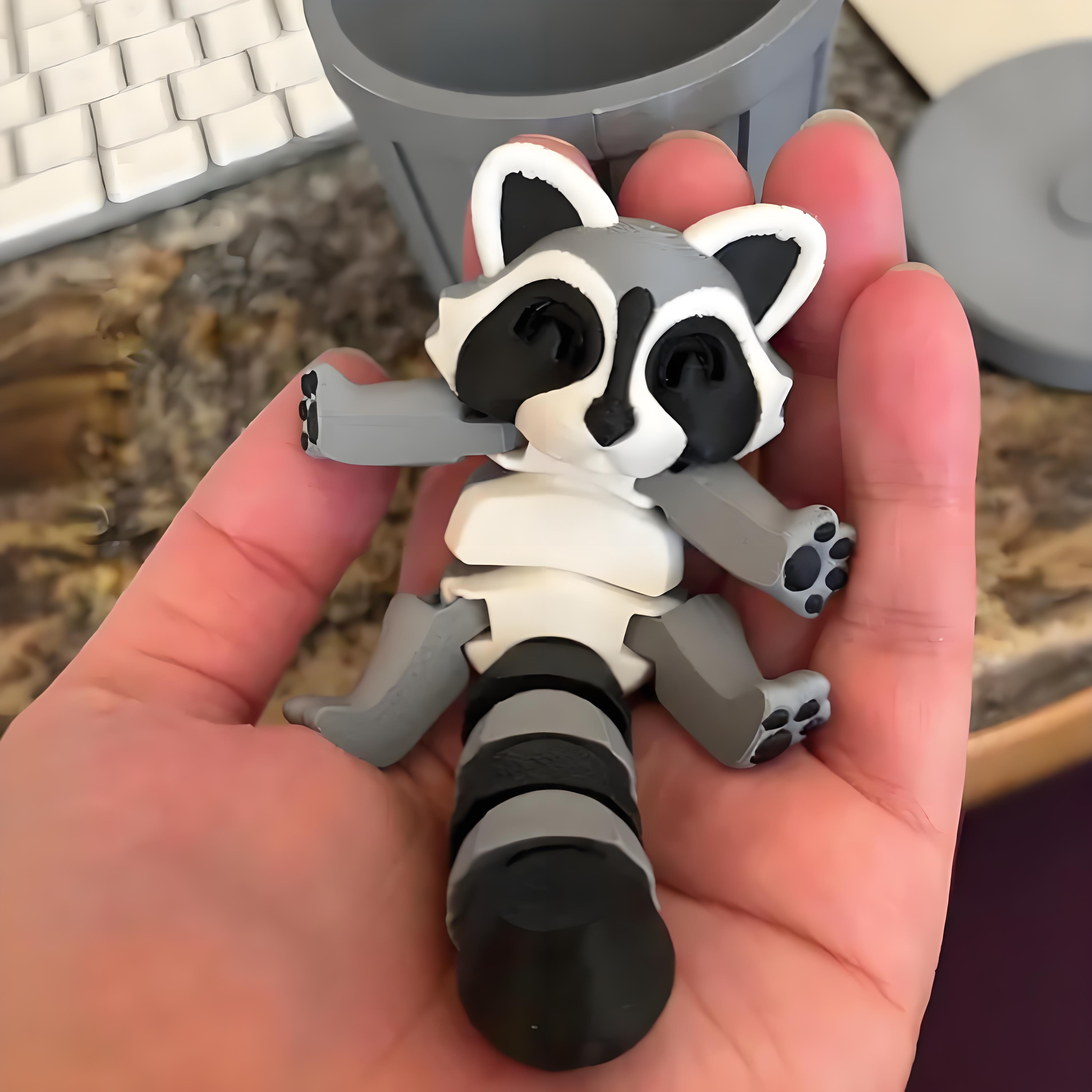 🦝🦝Adopt Your Own Mischievous 3D Printed Raccoon – With Optional Trash Can