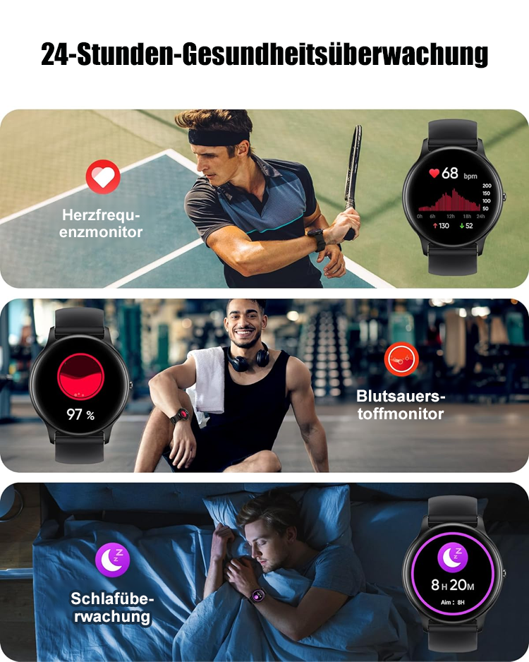 D18 Herzfrequenz- und Blutdrucküberwachungs-Sportuhr