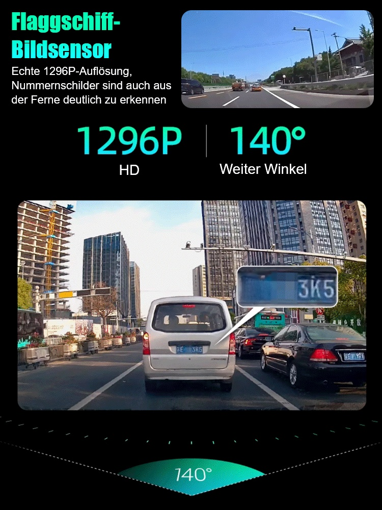 [Kostenlose Speicherkarte] HD-Nachtsicht-Fahrrekorder