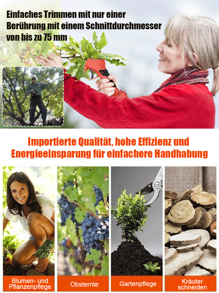 【Scharf und langlebig】Ultraleichte Lithium-Akku-Astschere