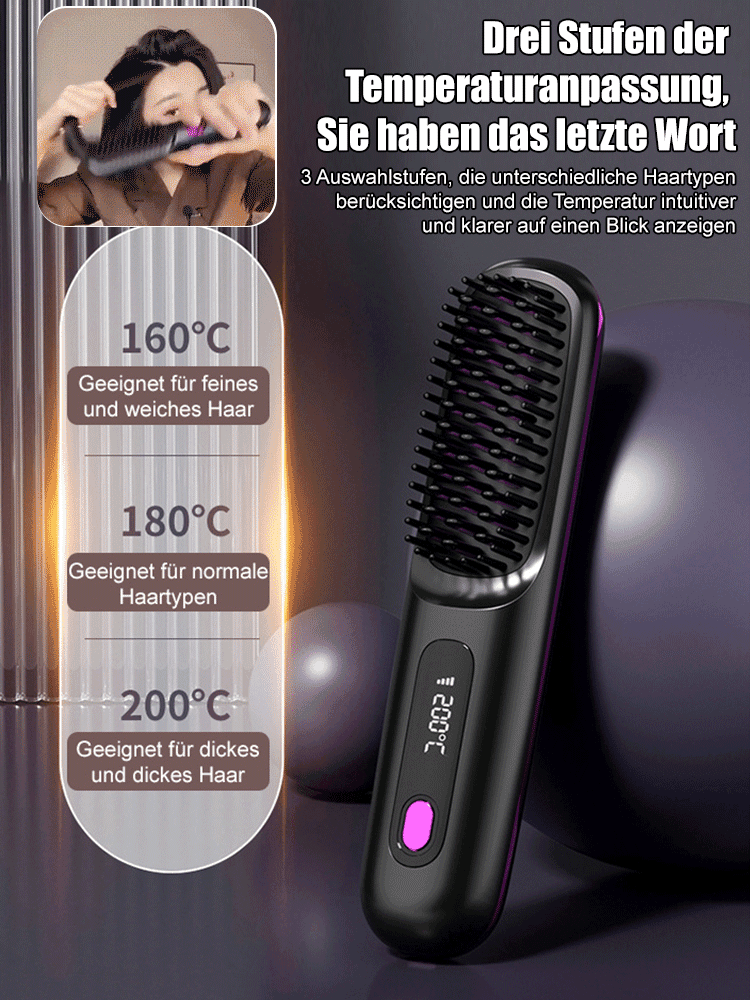Kabelloser LCD-Keramik-Heizkamm zum Glätten der Haare
