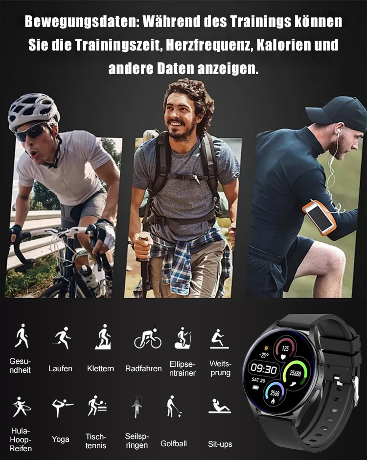 D18 Herzfrequenz- und Blutdrucküberwachungs-Sportuhr