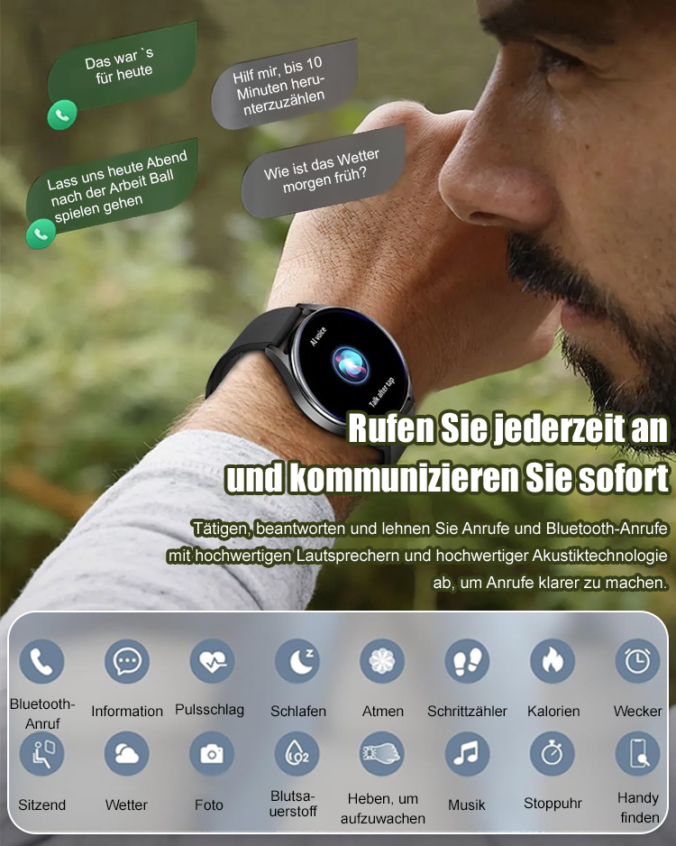 D18 Herzfrequenz- und Blutdrucküberwachungs-Sportuhr