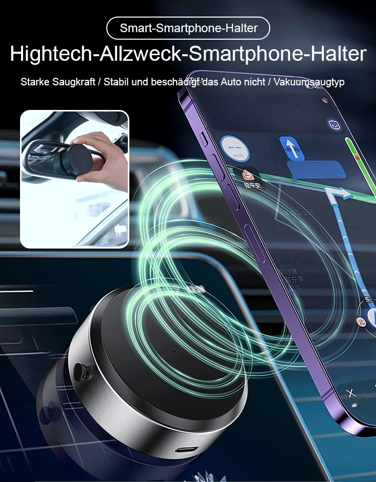 Autokopfhalterung mit drehbarer Einstellung und Saugnapf für Navigation