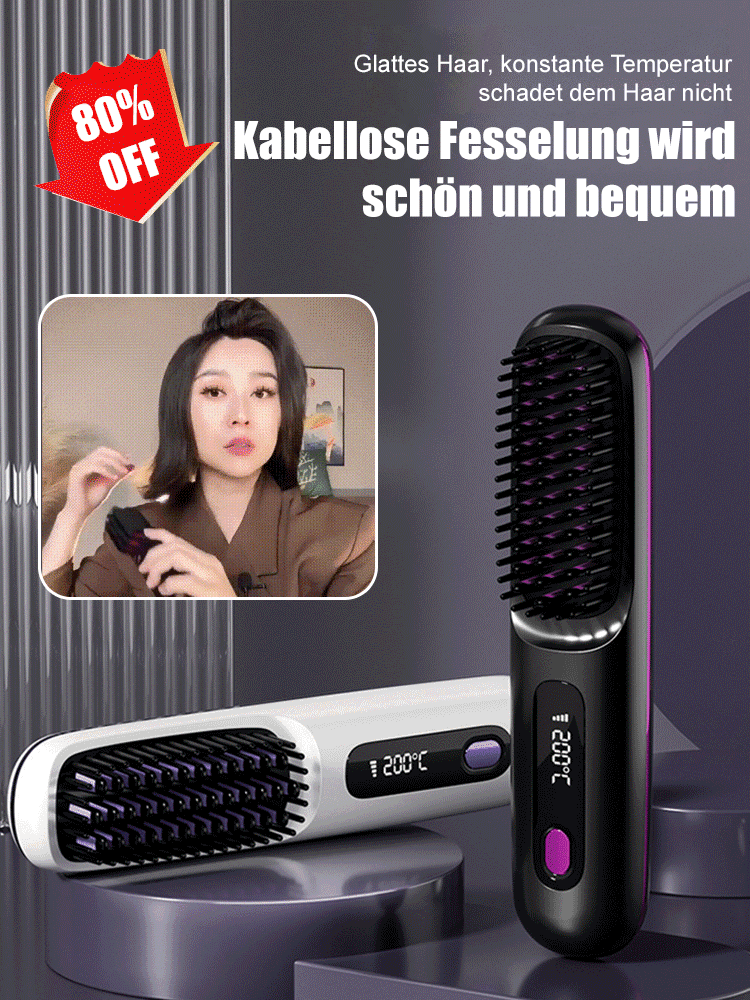 Kabelloser LCD-Keramik-Heizkamm zum Glätten der Haare