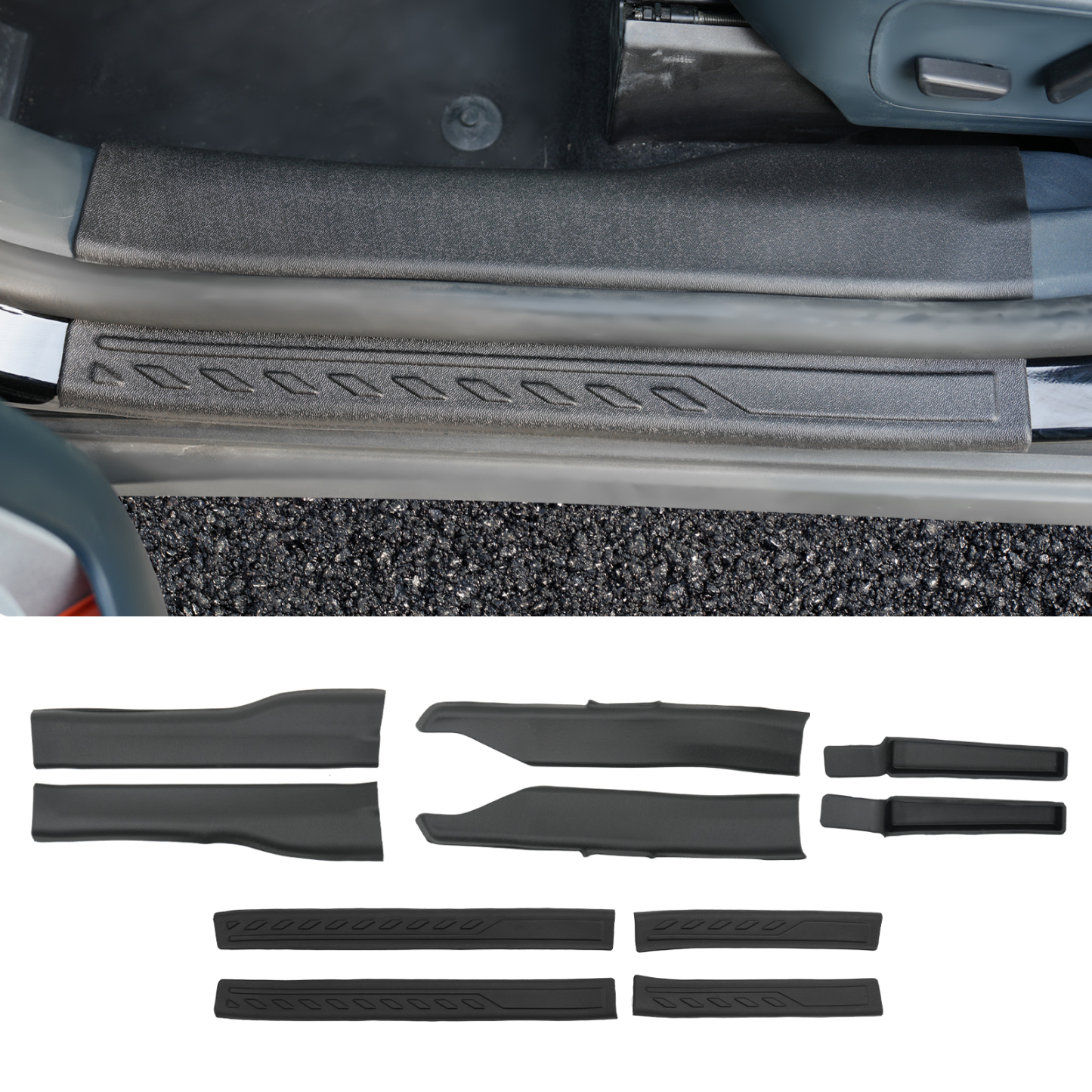 Maxzina 10PCS Door Sill Protector for 2022-2025 Ford Maverick Outer&Inner Step Protector Door Edge Step Guard