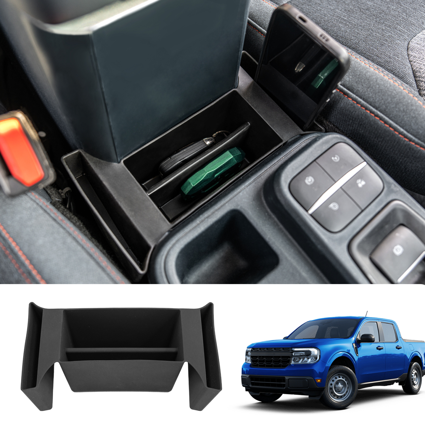 Maxzina 2022 2023 2024 2025 Ford Maverick Center Console Organizer Silicone Front Center Console Shifter Storage Tray Gear Shifter Organizer Tray Front Armrest Storage
