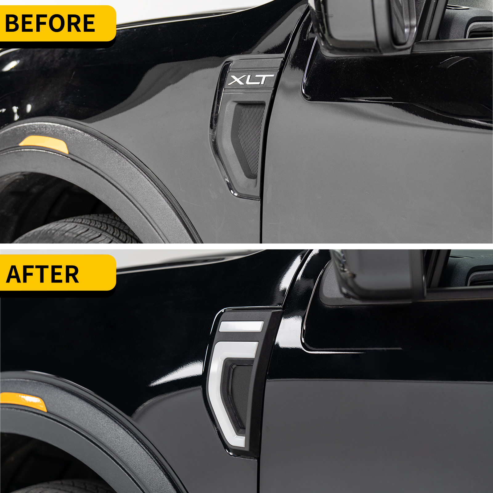 Maxzina Side Marker Lights 2022 2023 2024 2025 Ford Maverick (Not for 2025 Lariat/Tremor/LoBo) Plug and Play LED Side Marker Lamps Auxiliary Lamps with Three Decorative Patches