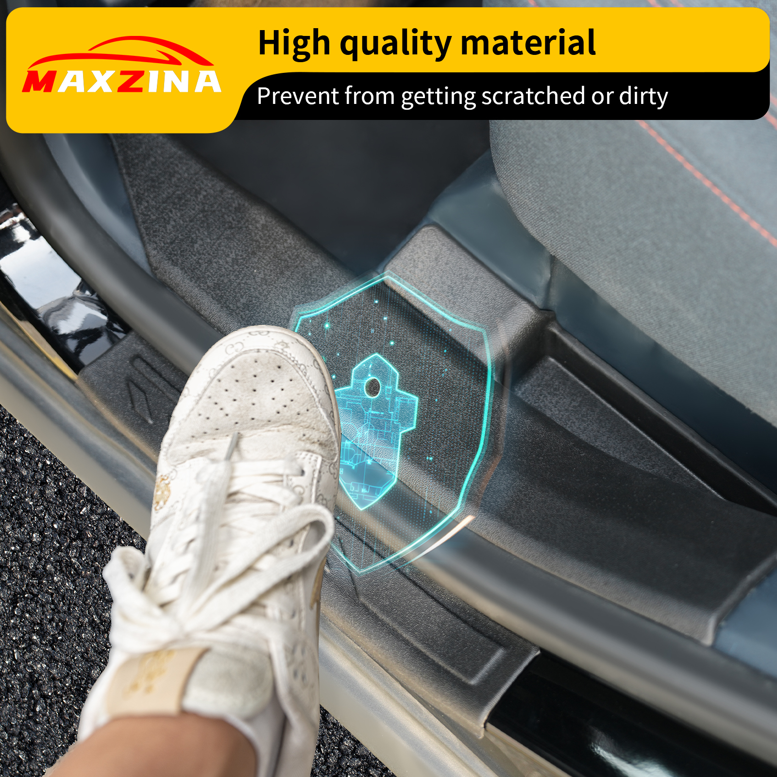 Maxzina 10PCS Door Sill Protector for 2022-2025 Ford Maverick Outer&Inner Step Protector Door Edge Step Guard