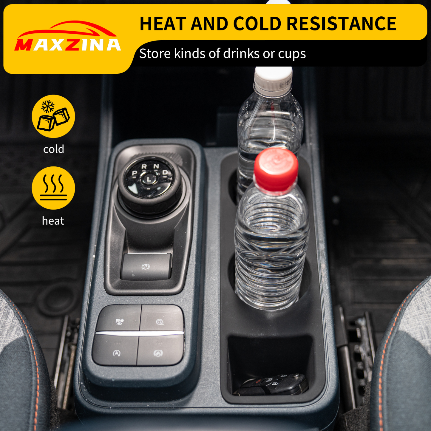 Maxzina 2022 2023 2024 2025 Ford Maverick Cup holder Silicone Insert Center Console Cup Holder Silicone Black Bottle Holder Interior Decoration