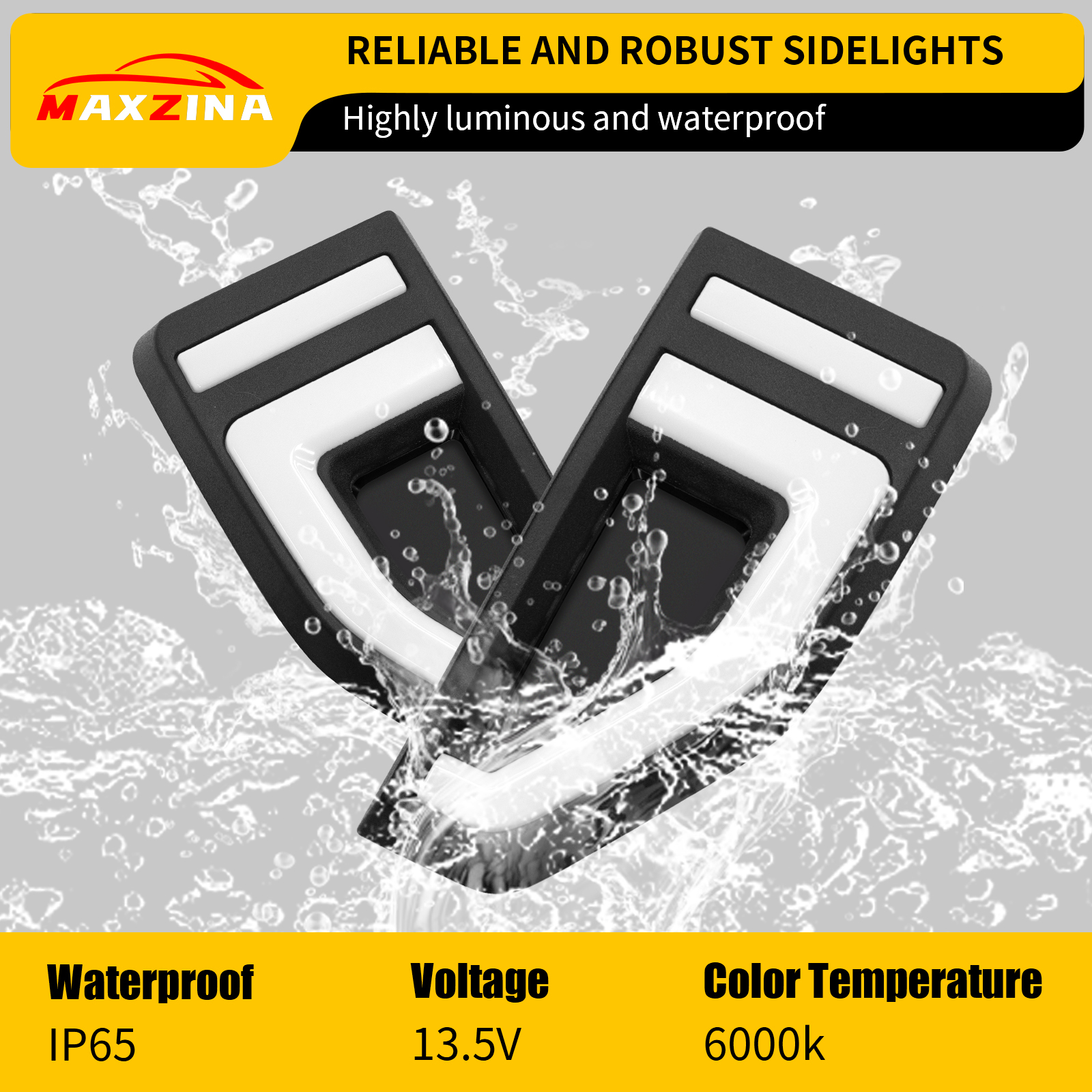 Maxzina Side Marker Lights 2022 2023 2024 2025 Ford Maverick (Not for 2025 Lariat/Tremor/LoBo) Plug and Play LED Side Marker Lamps Auxiliary Lamps with Three Decorative Patches