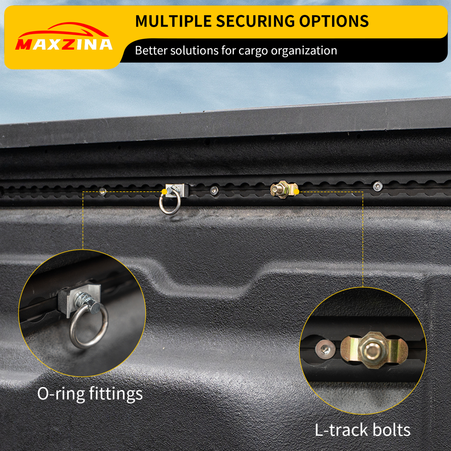 Maxzina 2022 2023 2024 2025 Ford Maverick Truck Bed Rail Aluminum Alloy Cargo Management Truck Bed Tie Down