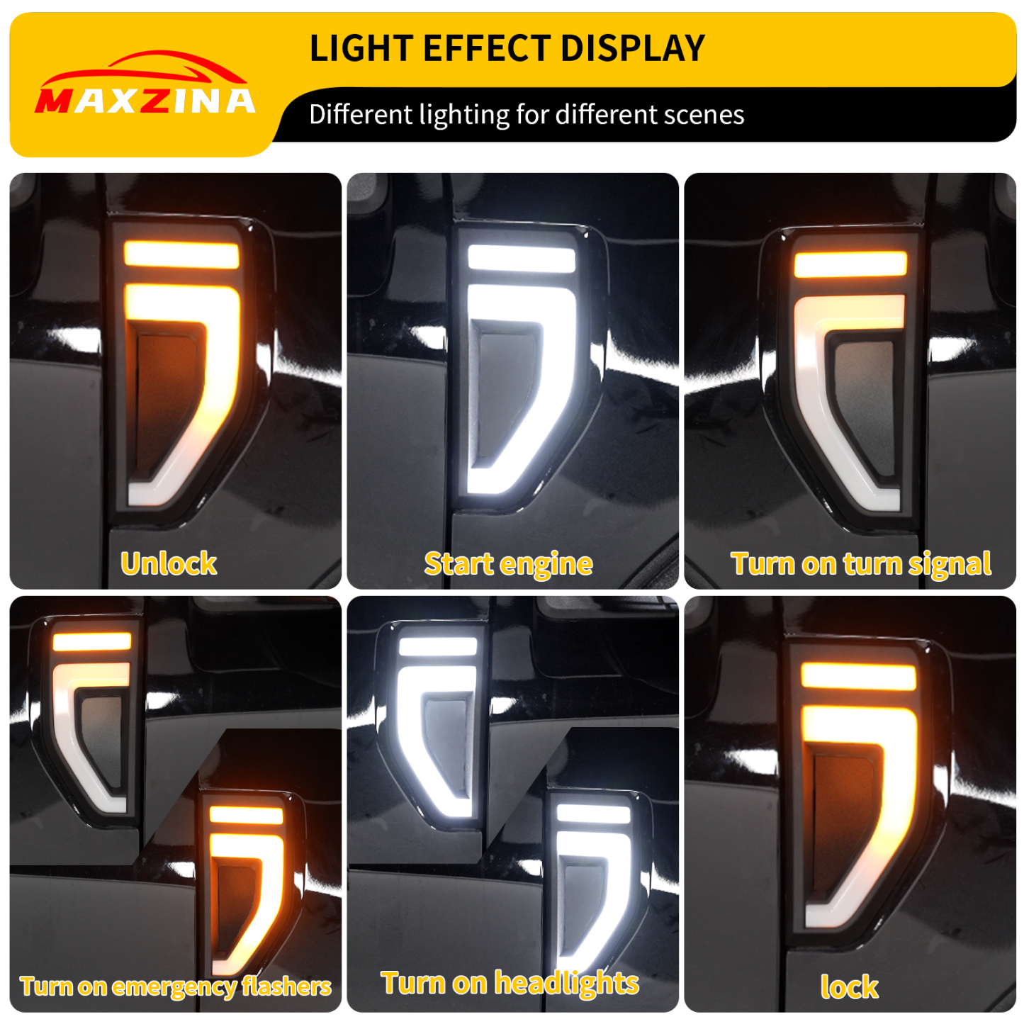 Maxzina Side Marker Lights 2022 2023 2024 2025 Ford Maverick (Not for 2025 Lariat/Tremor/LoBo) Plug and Play LED Side Marker Lamps Auxiliary Lamps with Three Decorative Patches