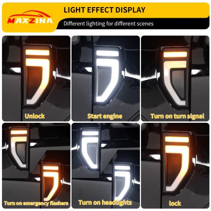 Maxzina Side Marker Lights 2022 2023 2024 2025 Ford Maverick (Not for 2025 Lariat/Tremor/LoBo) Plug and Play LED Side Marker Lamps Auxiliary Lamps with Three Decorative Patches