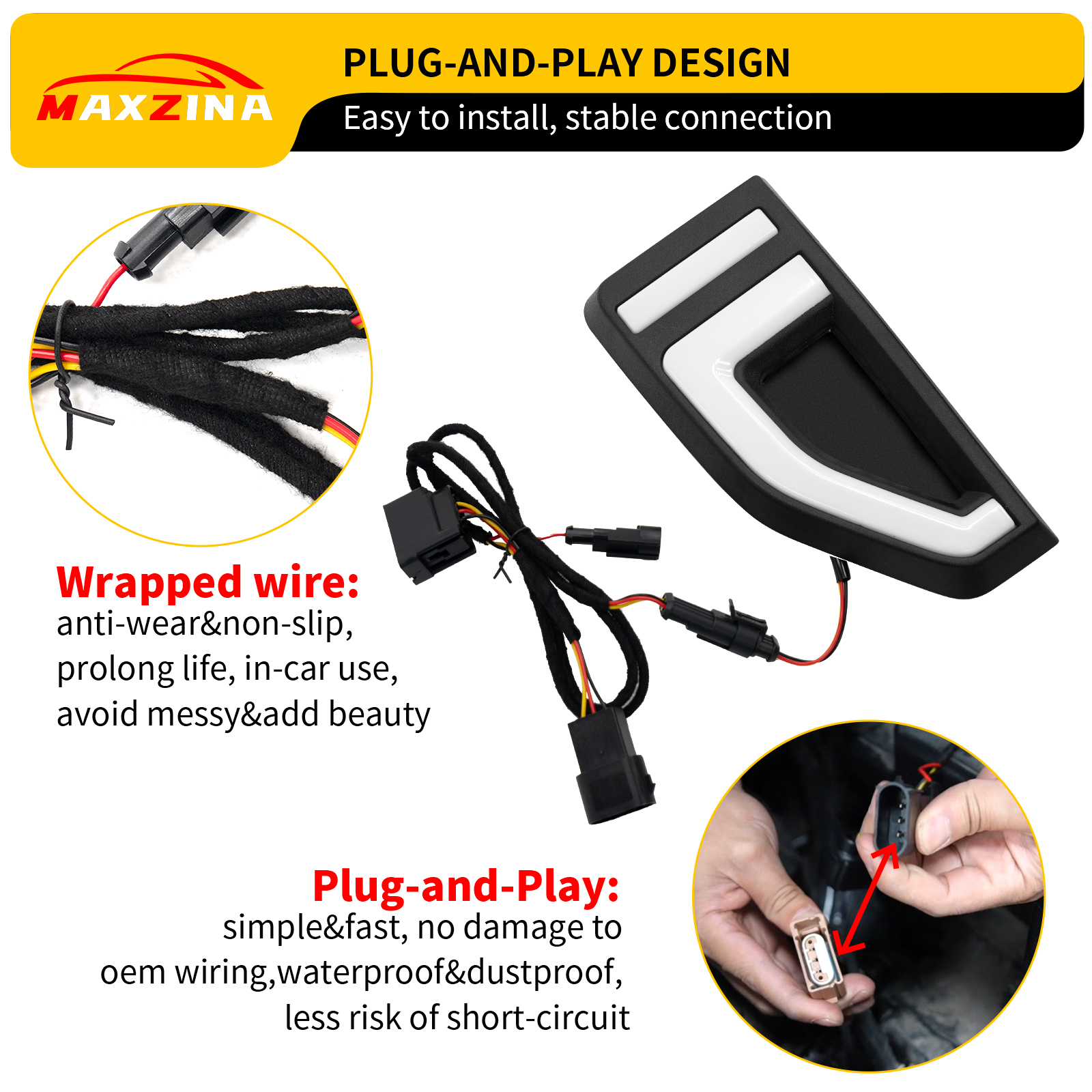 Maxzina Side Marker Lights 2022 2023 2024 2025 Ford Maverick (Not for 2025 Lariat/Tremor/LoBo) Plug and Play LED Side Marker Lamps Auxiliary Lamps with Three Decorative Patches