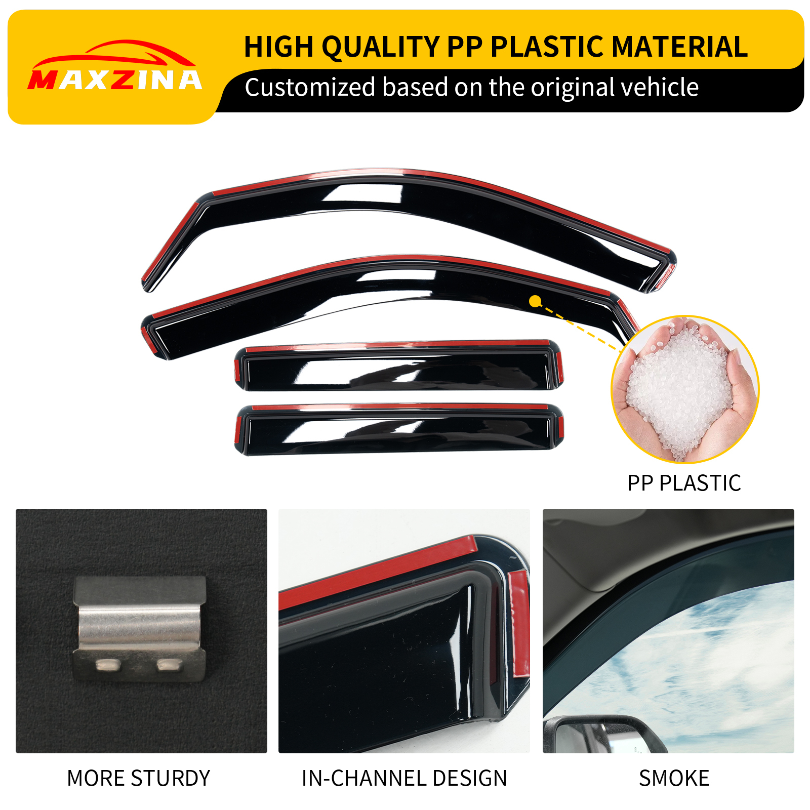 Maxzina 2022 2023 2024 2025 Ford Maverick Visor Rain Guards Front&Rear In-Channel Window Shield