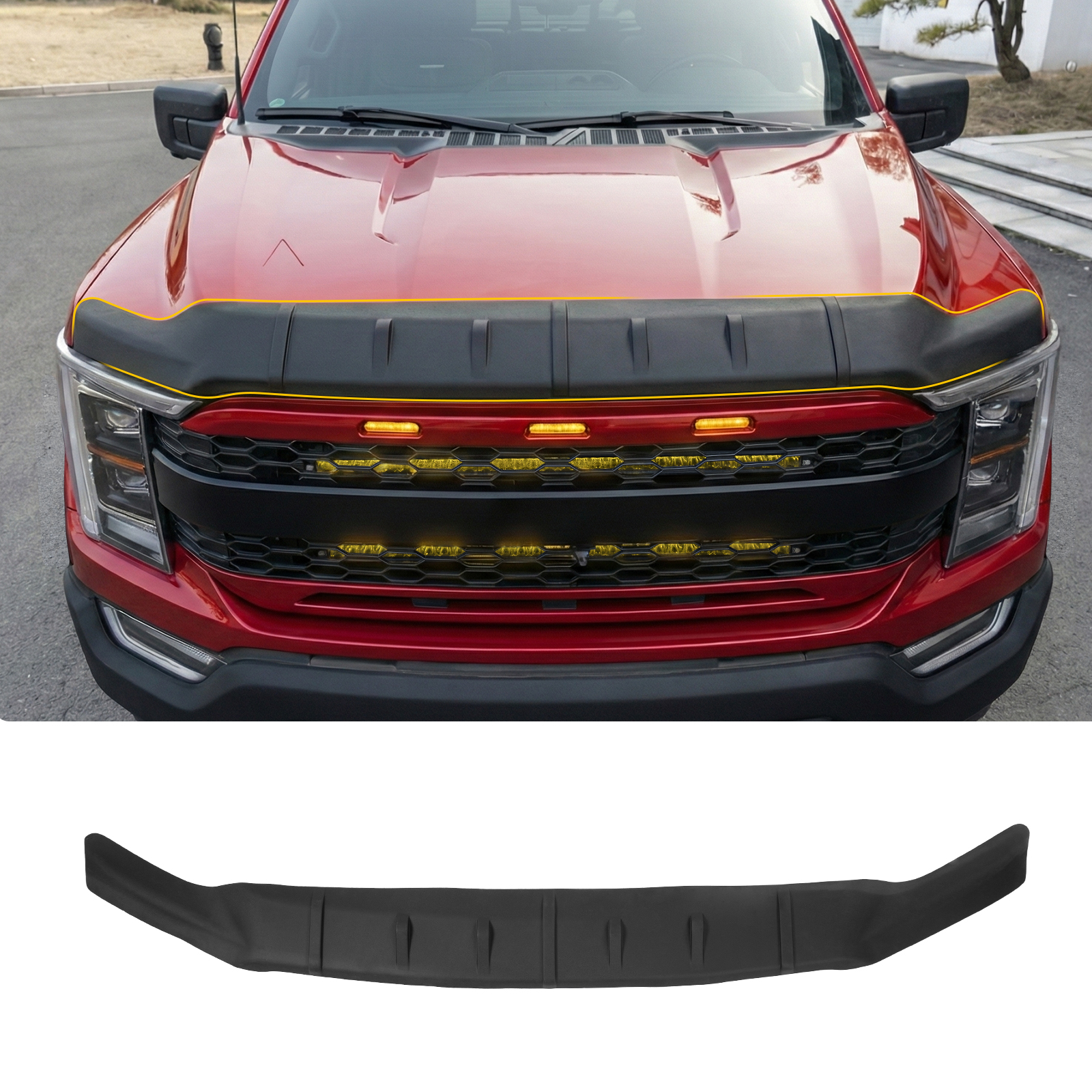 Maxzina Hood Protector Compatible with 2021-2025 Ford F150 XL/STX/XLT/Lariat Hood Shield TPE Bug Deflector Bug Guard for 2024 Ford F-150 Accessories