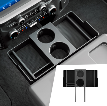 Maxzina Front Center Seat Headrest Organizer Compatible with 2011-2025 2026 Ford F150 F250 F350 F450 F550 F650 (Only for Jump Seat Console) Coin Container Storage Box with Non-Slip Silicone Pad